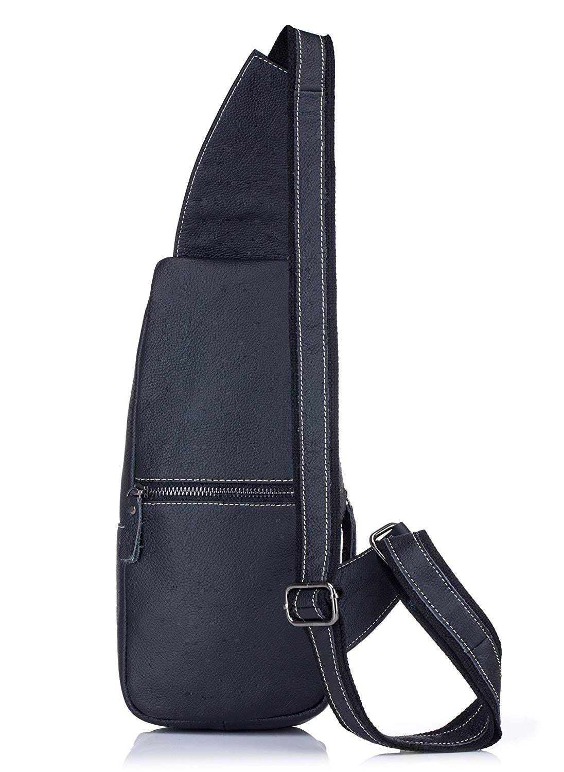 BULLCAPTAIN Men Sling Backpack Genuine Leather Shoulder Crossbody Chest Bag